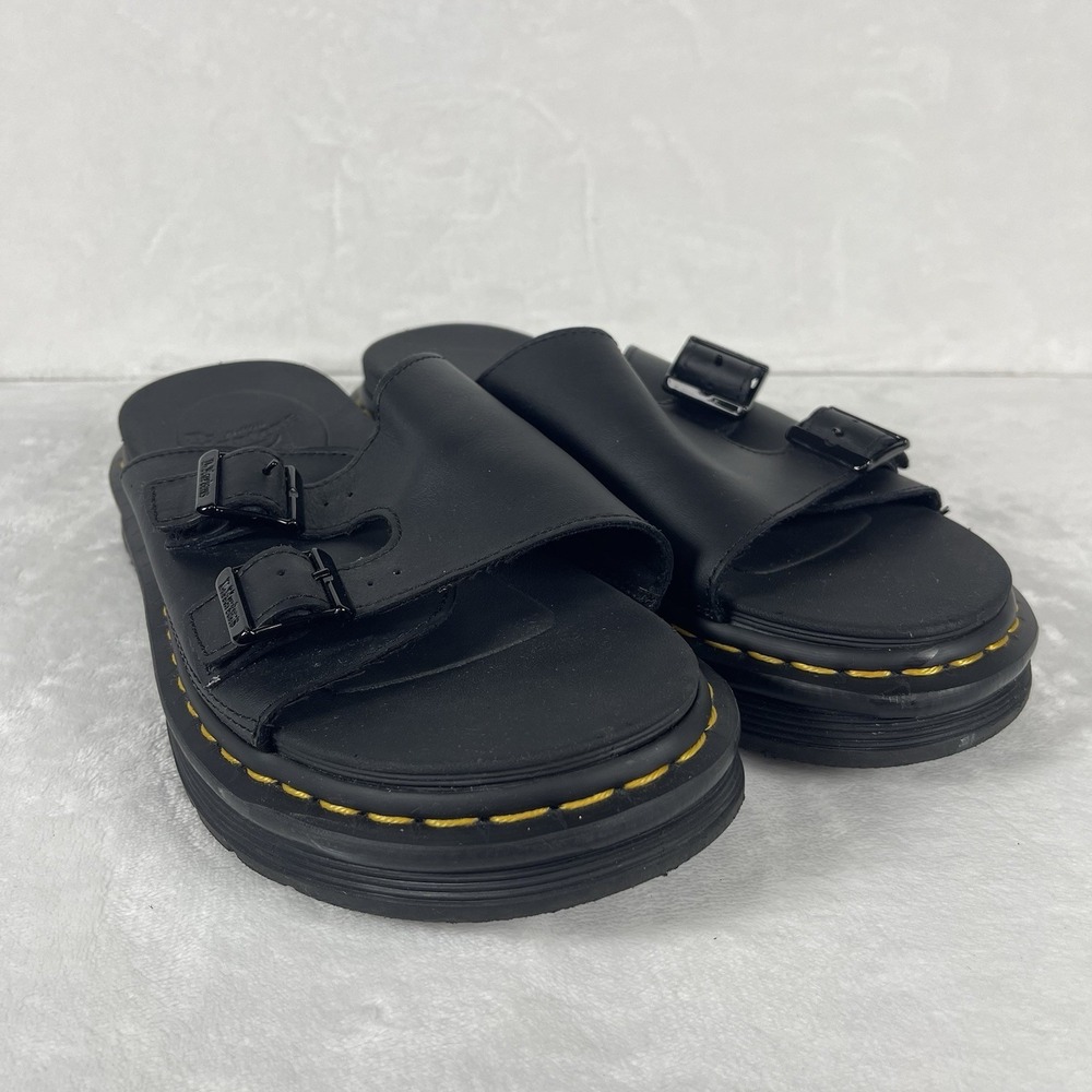 Dr. Martens Dax Slide Sandals Mens Size 9 Black Leather AirWair Sole Women's 10 - Picture 2 of 8
